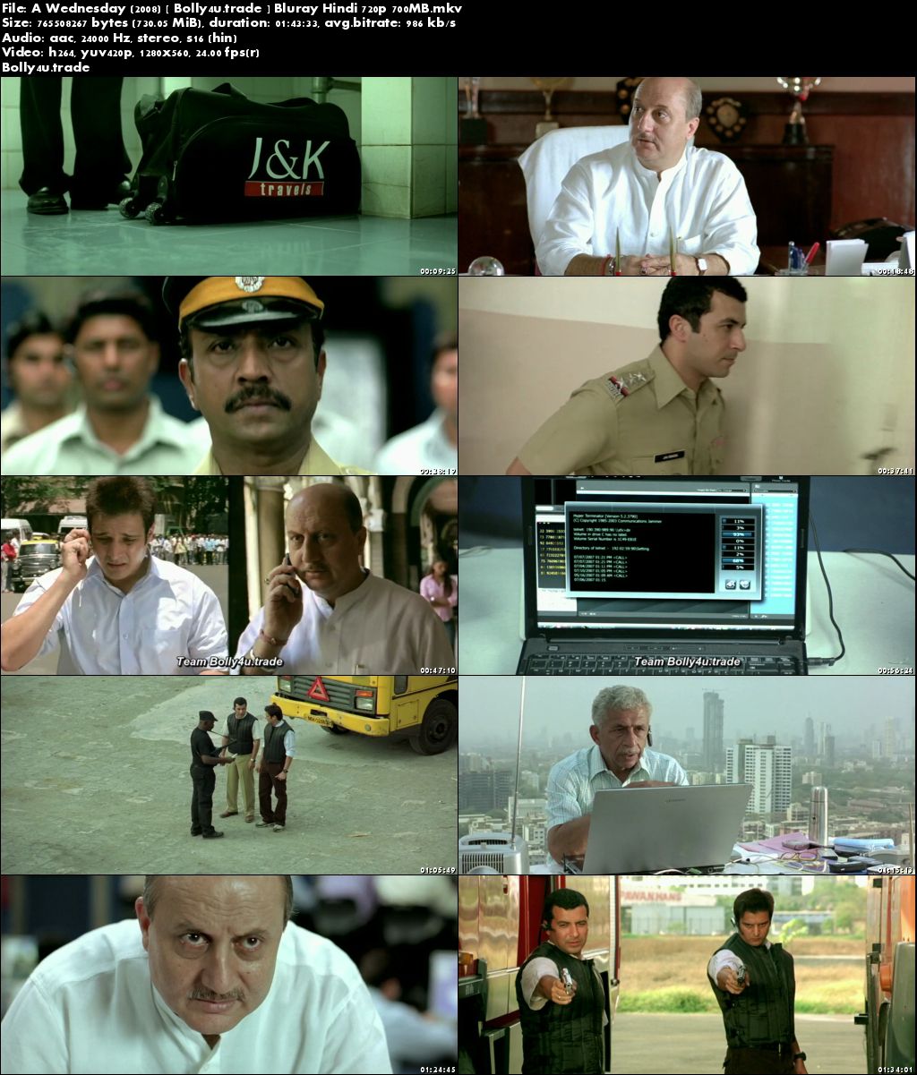 A Wednesday 2008 BluRay 700Mb Full Hindi Movie Download 720p