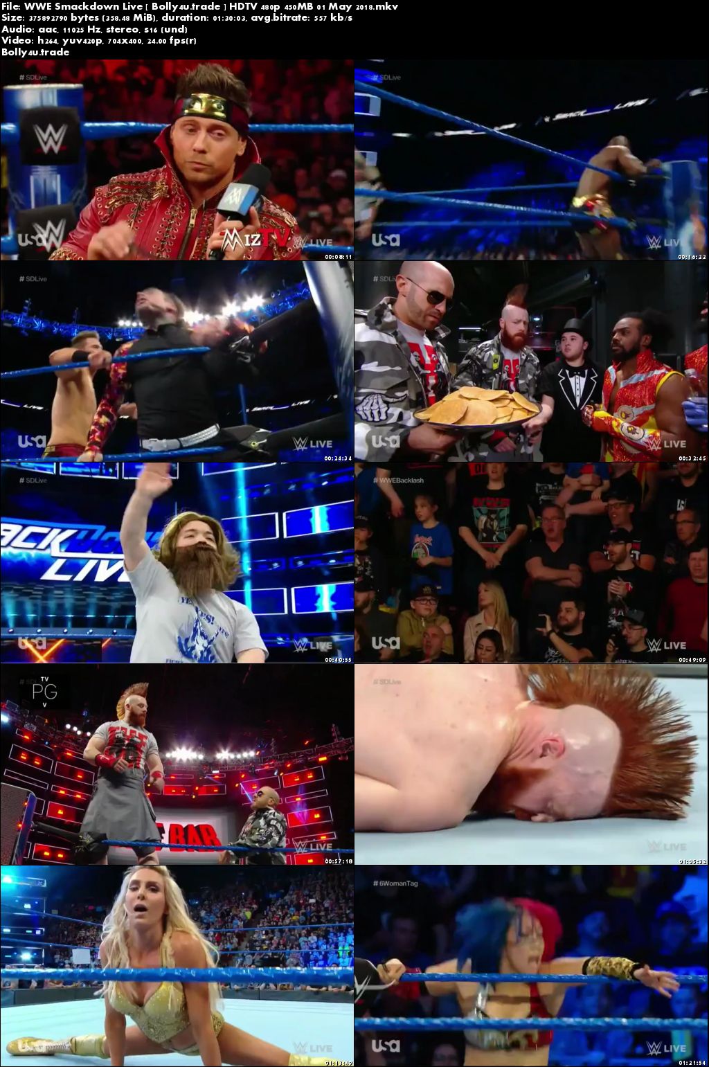 WWE Smackdown Live HDTV 480p 350MB 01 May 2018 Download