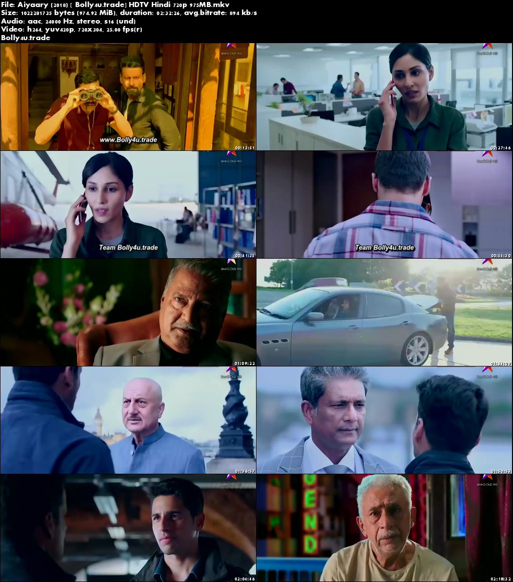 Aiyaary 2018 HDTV 950MB Full Hindi Movie Download x264