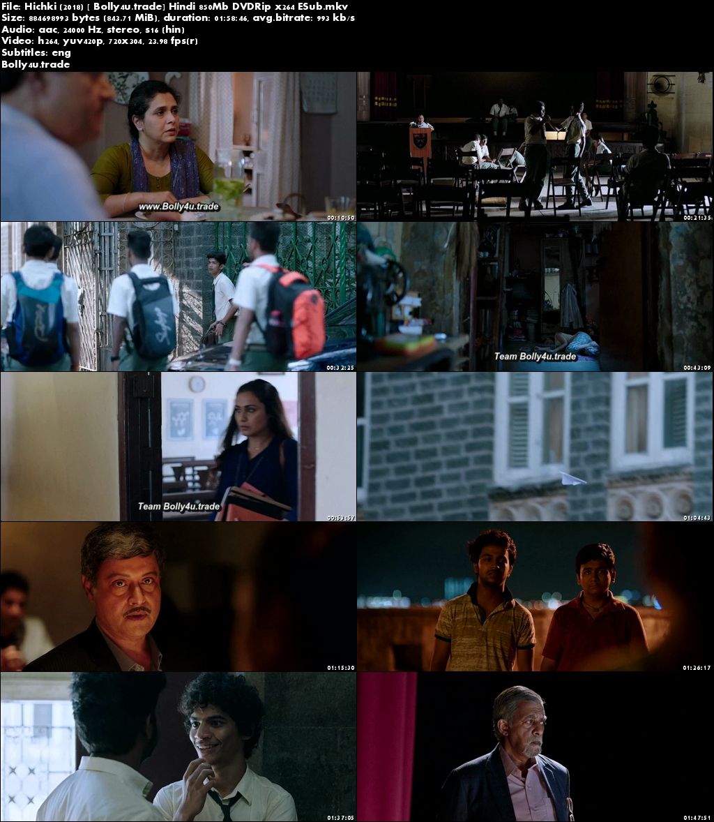 Hichki 2018 DVDRip 850MB Full Hindi Movie Download x264 ESub
