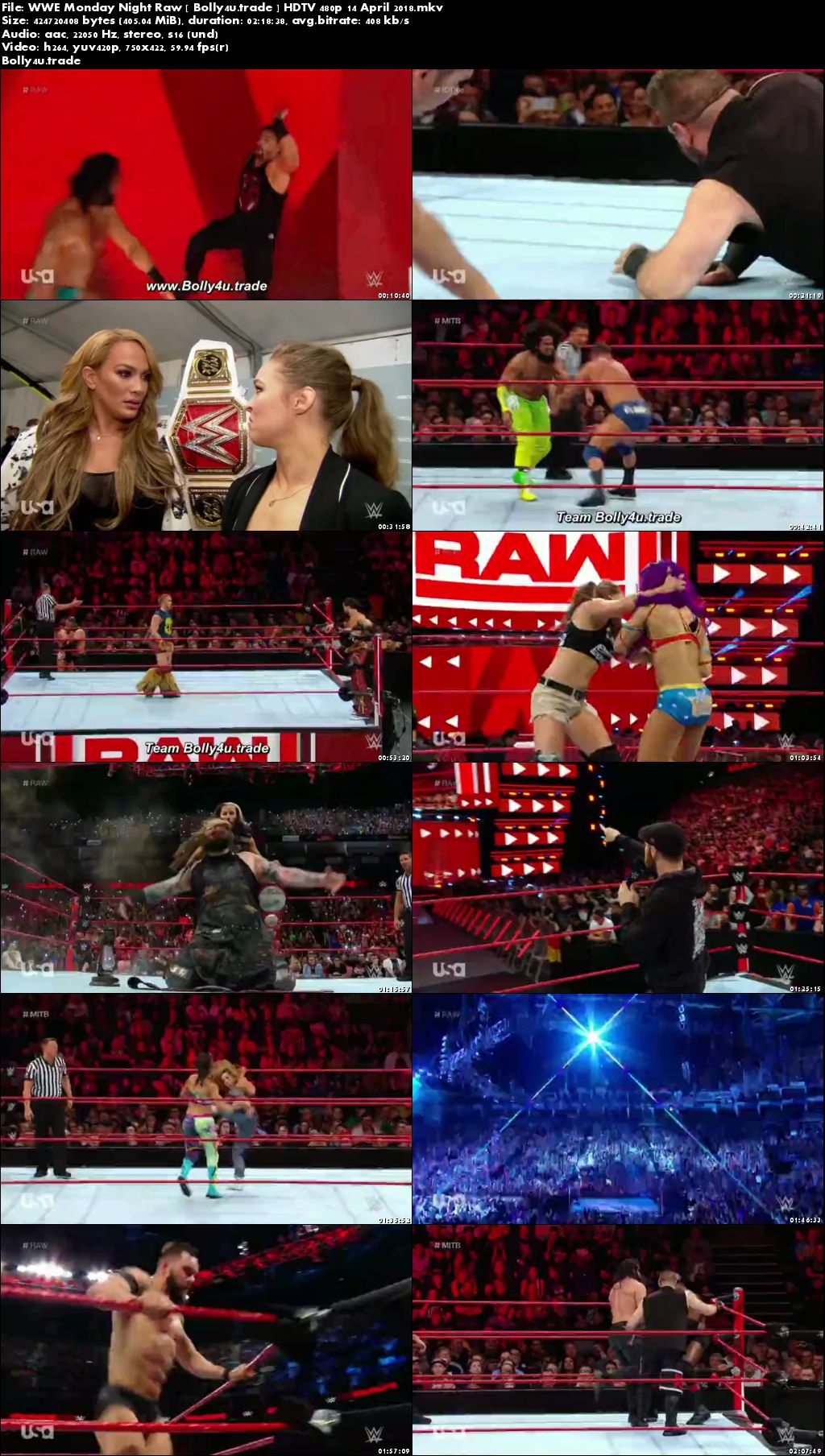 WWE Monday Night Raw HDTV 400MB 480p 14 April 2018 Download