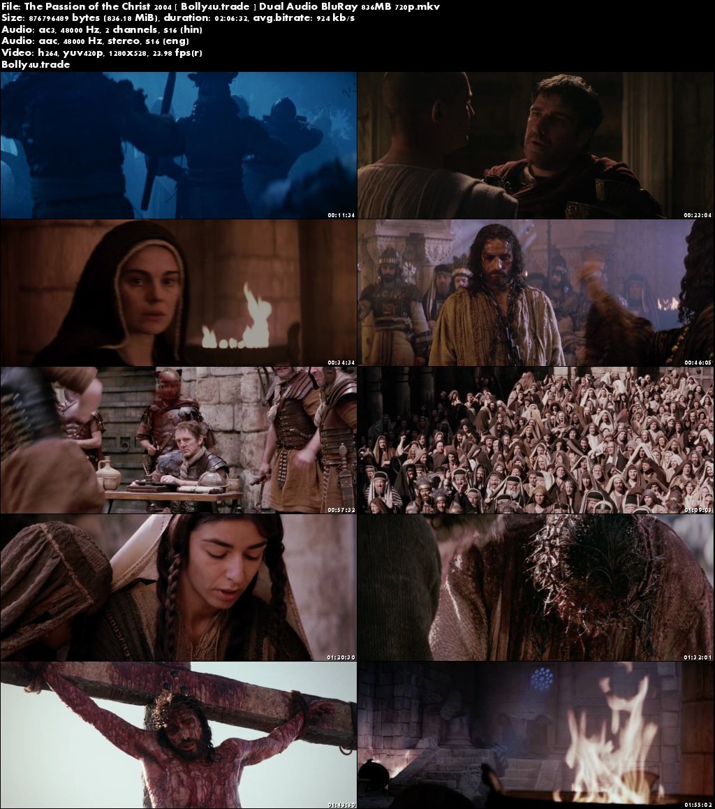 The Passion of The Christ 2004 BRRip 800MB Hindi Dual Audio 720p Download