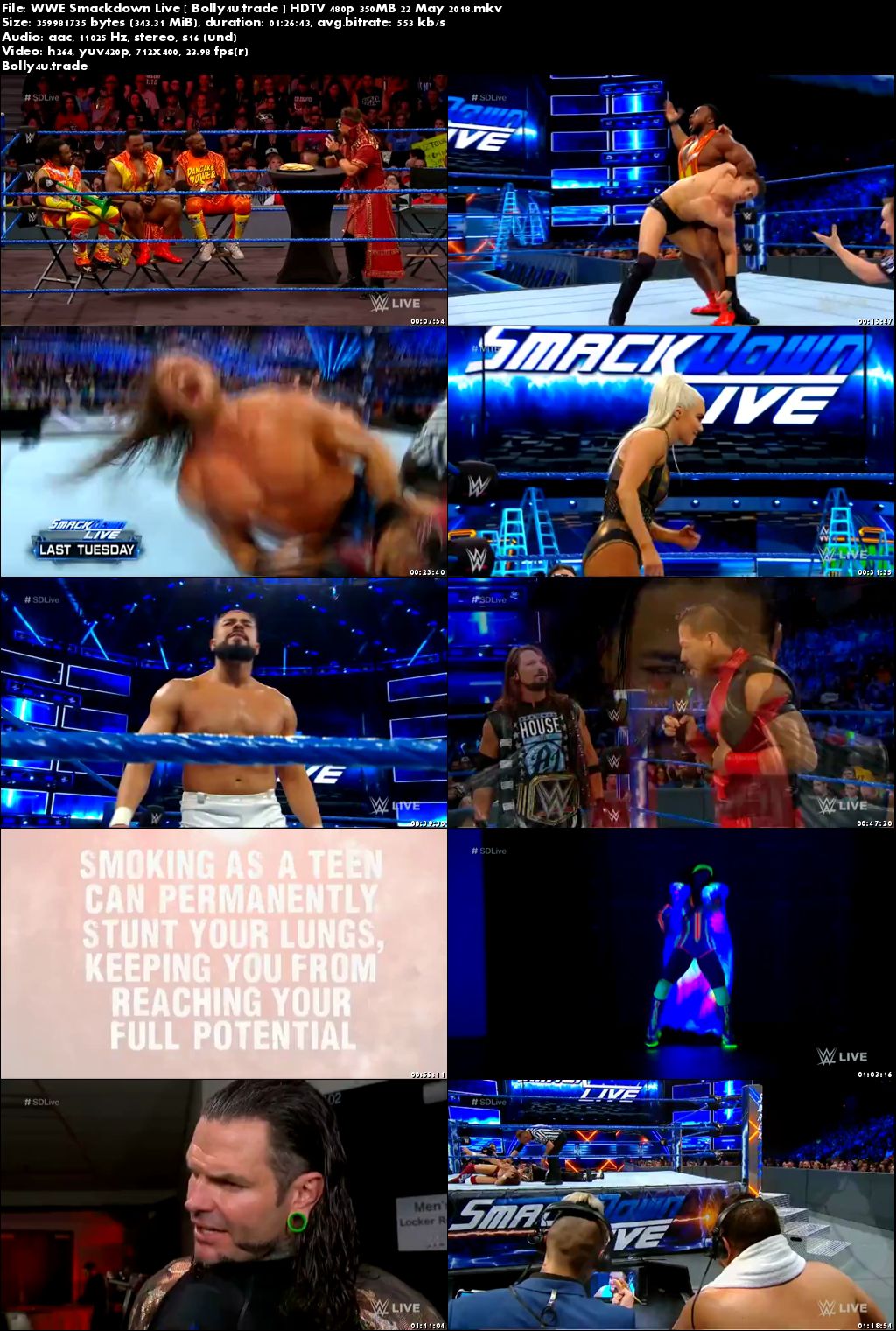 WWE Smackdown Live HDTV 480p 350MB 22 May 2018 Download