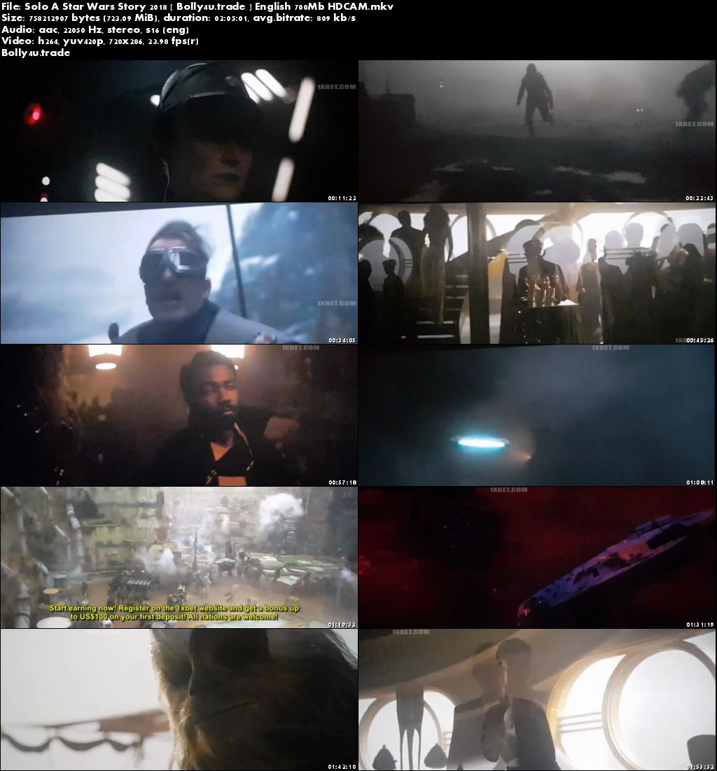 Solo A Star Wars Story 2018 HDCAM 700MB English x264 Download