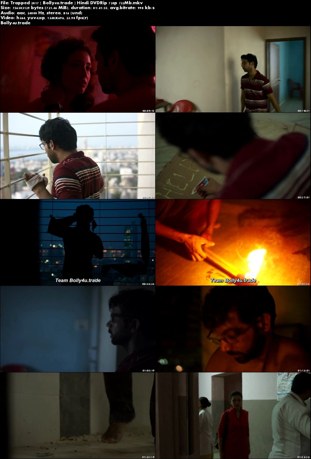 Trapped 2017 DVDRip 300Mb Full Hindi Movie Download 480p