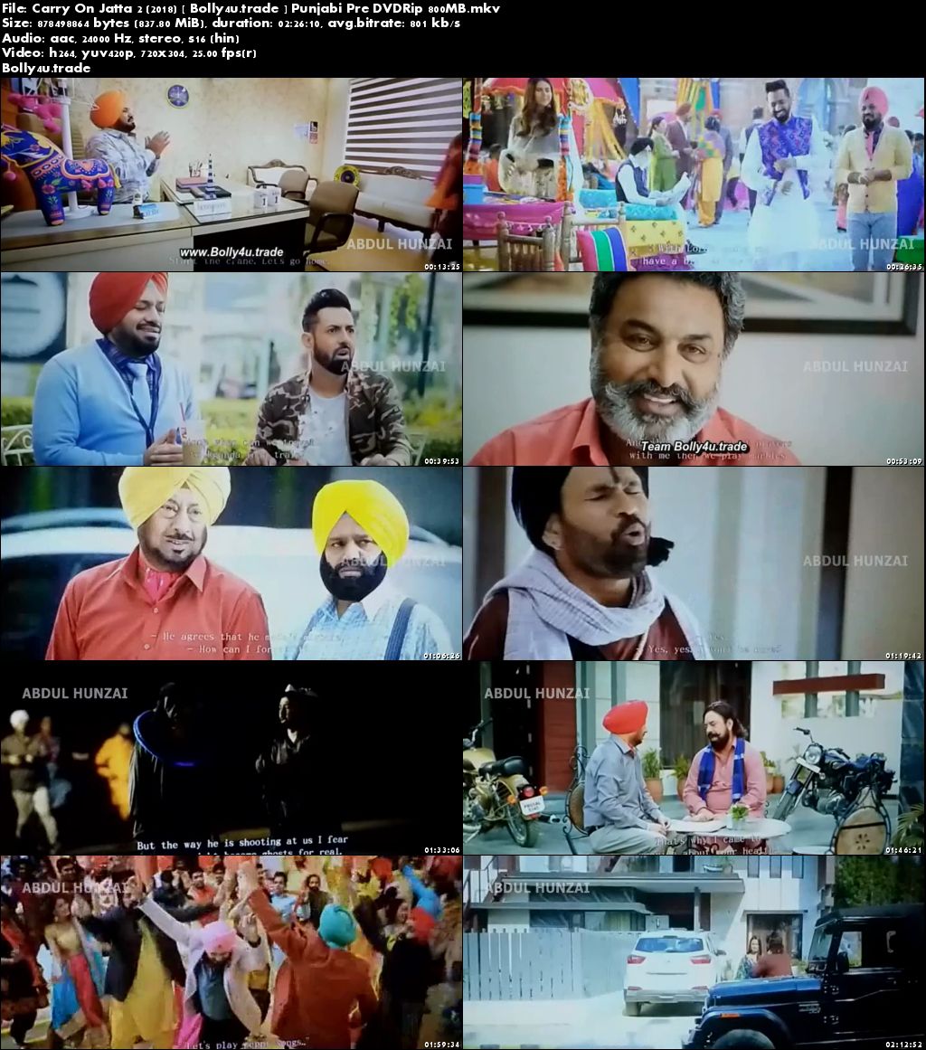 Carry On Jatta 2 2018 Pre DVDRip 800MB Punjabi x264 Download