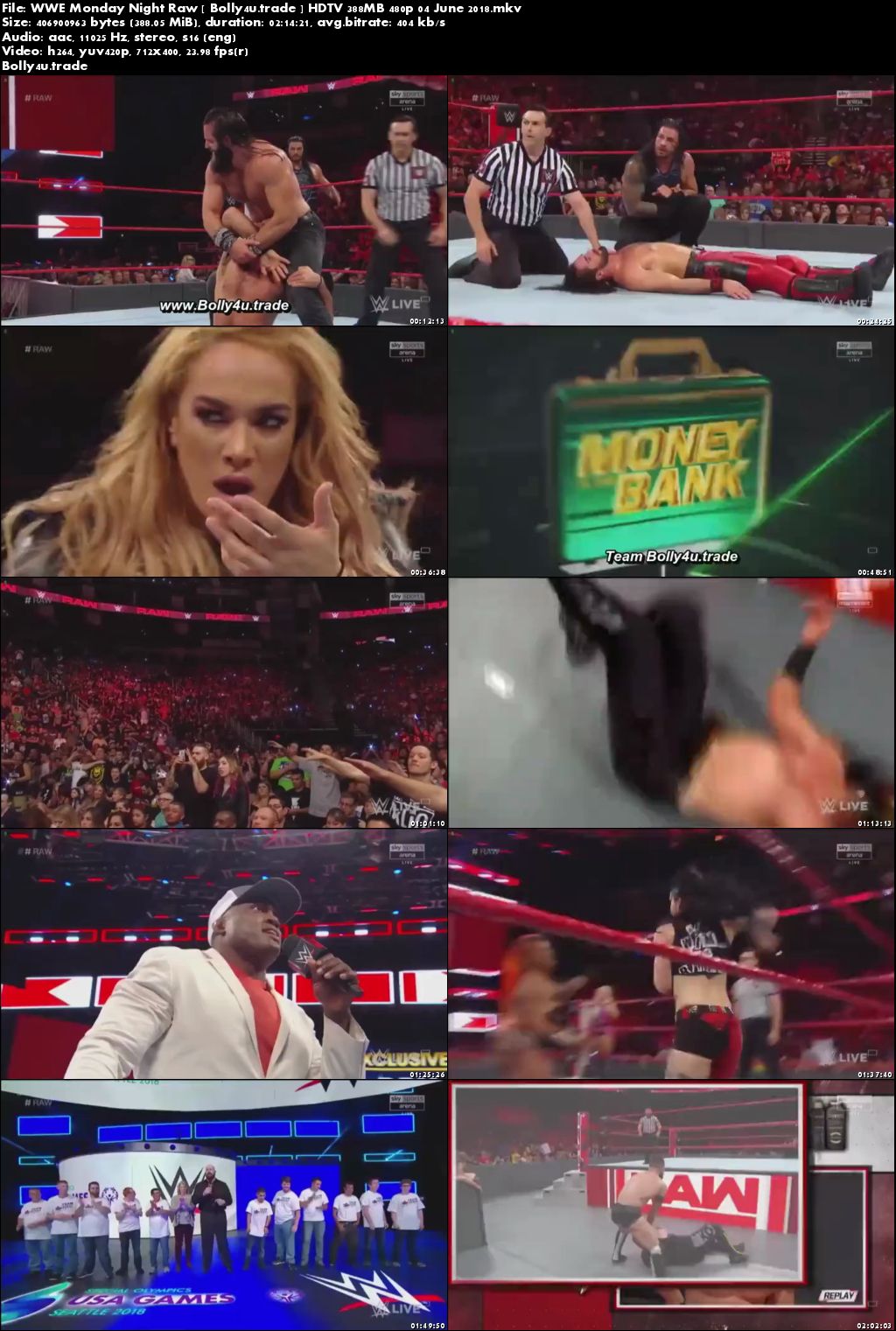 WWE Monday Night Raw HDTV 350MB 480p 04 June 2018 Download