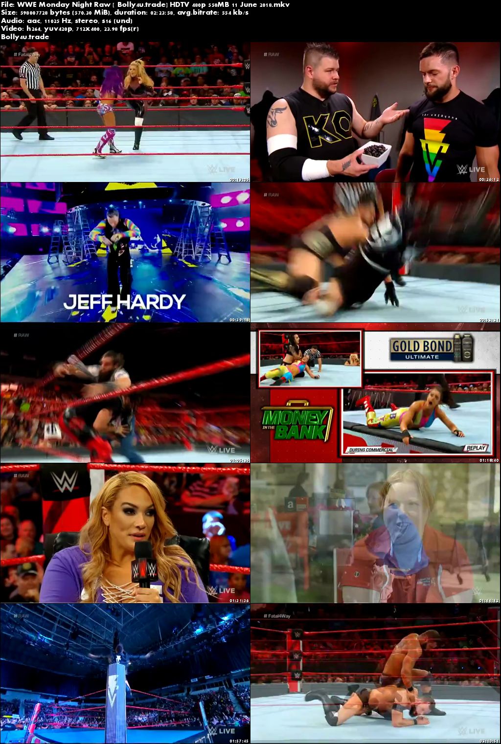 WWE Monday Night Raw HDTV 480p 550MB 11 June 2018 Download