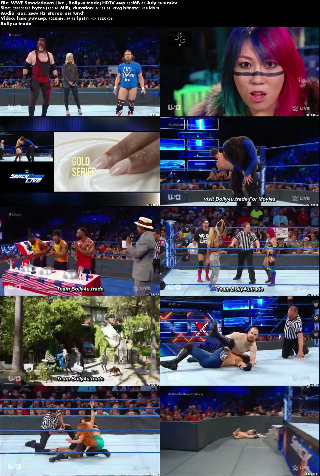 WWE Smackdown Live HDTV 480p 280MB 03 July 2018 Download