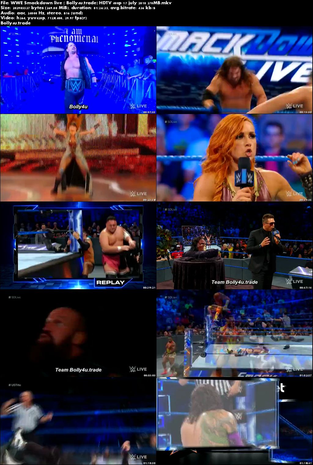 WWE Smackdown Live HDTV 250MB 480p 17 July 2018 Download