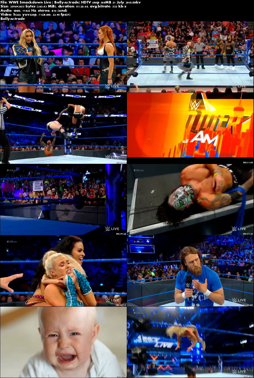 WWE Smackdown Live HDTV 480p 300MB 31 July 2018 Download