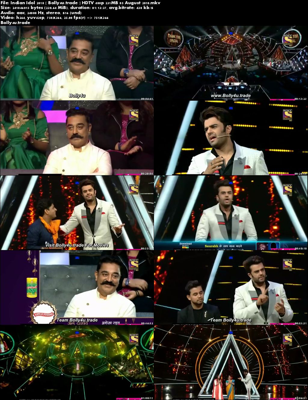 Indian Idol 2018 HDTV 480p 200MB 05 August 2018 Download