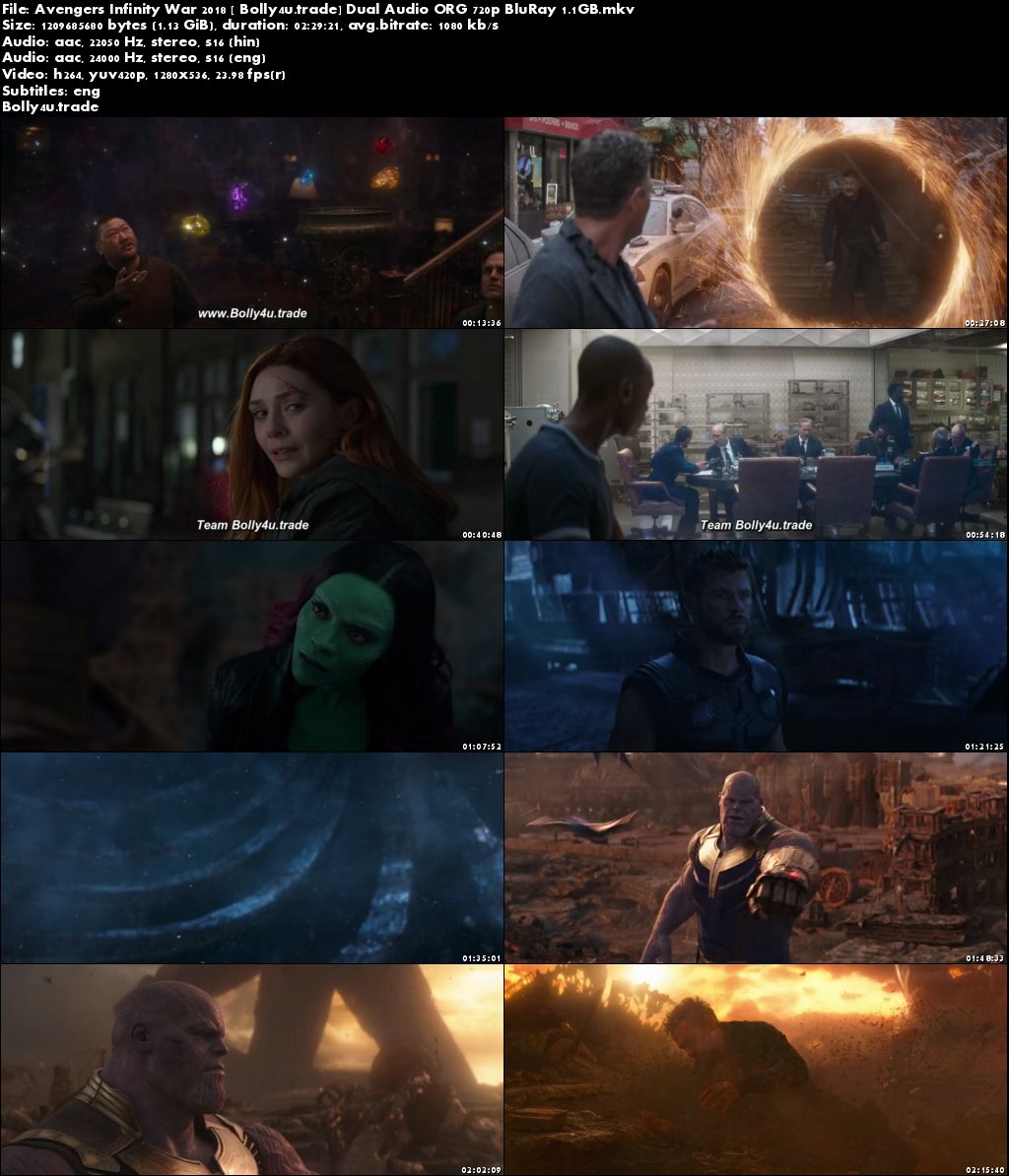 Avengers Infinity War 2018 BluRay 500MB Hindi Dubbed Dual Audio ORG 480p Download