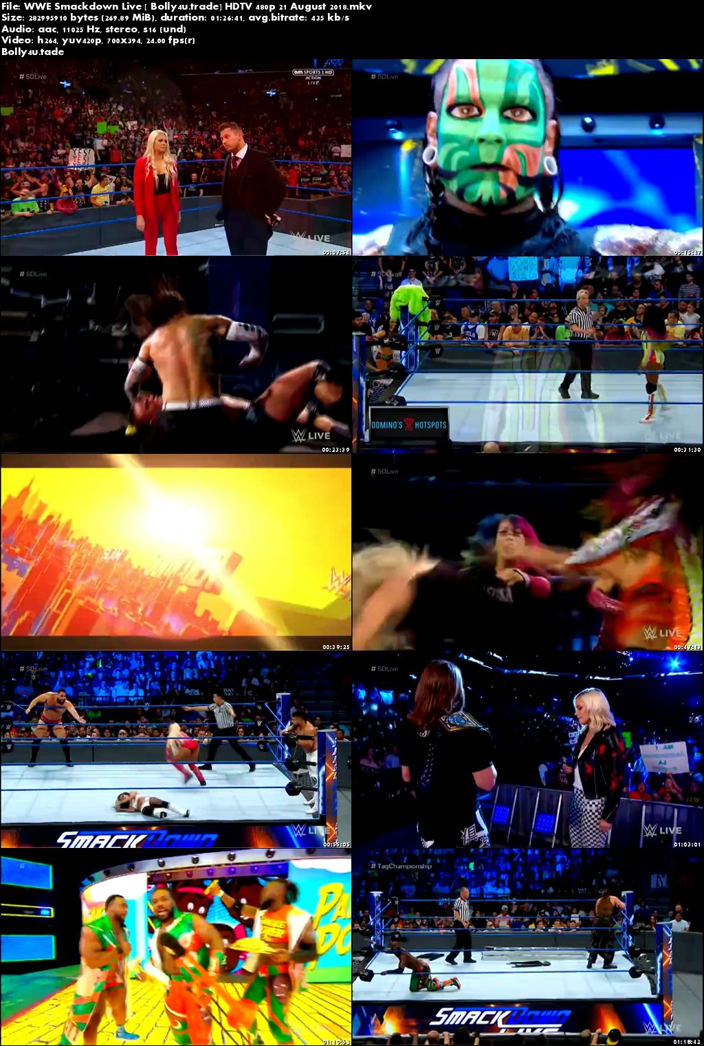 WWE Smackdown Live HDTV 480p 270Mb 21 August 2018 Download