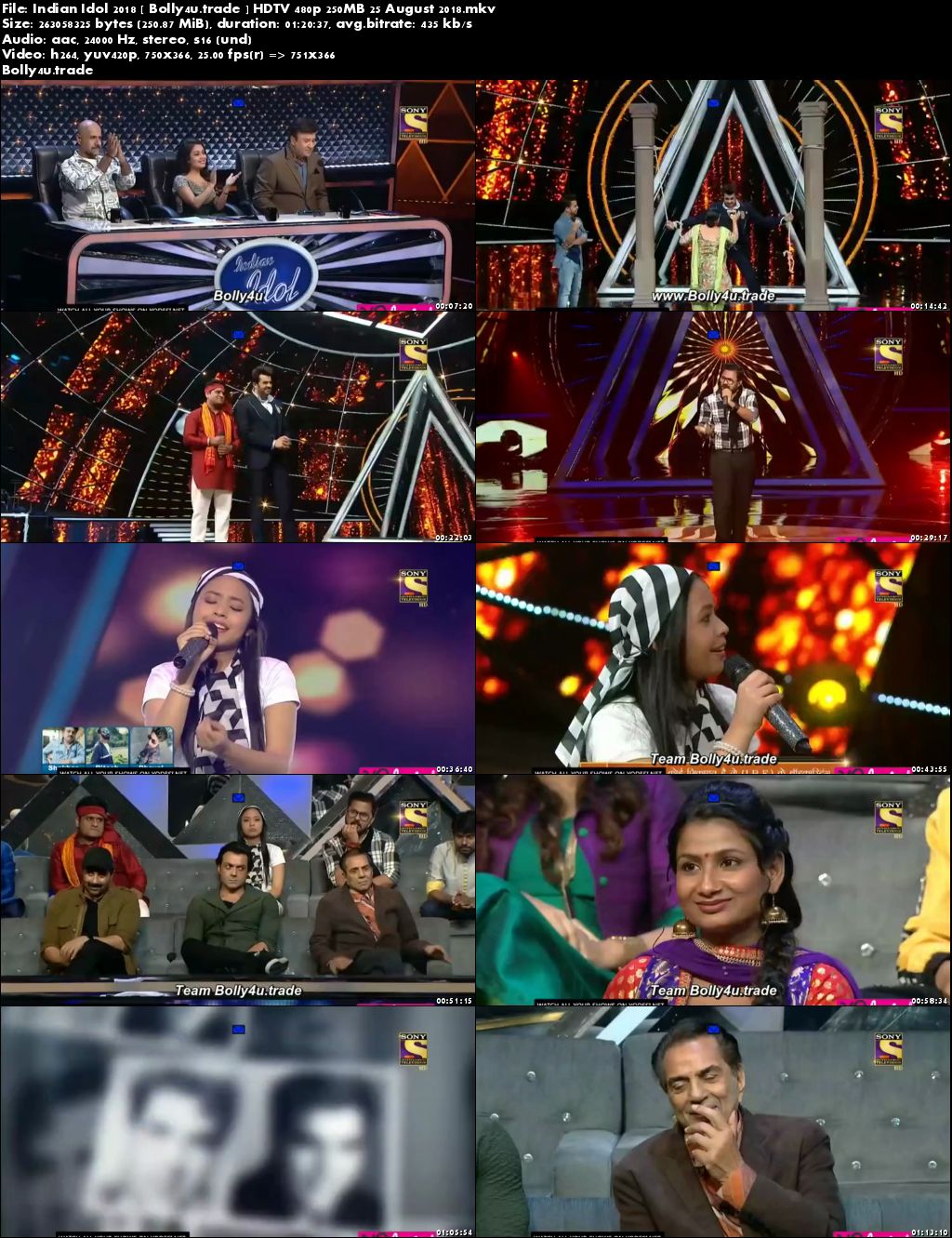 Indian Idol 2018 HDTV 480p 250MB 25 August 2018 Download