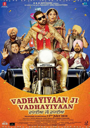 Vadhaiyan Ji Vadhaiyan 2018 Pre DVDRip 350MB Full Punjabi Movie Download 480p