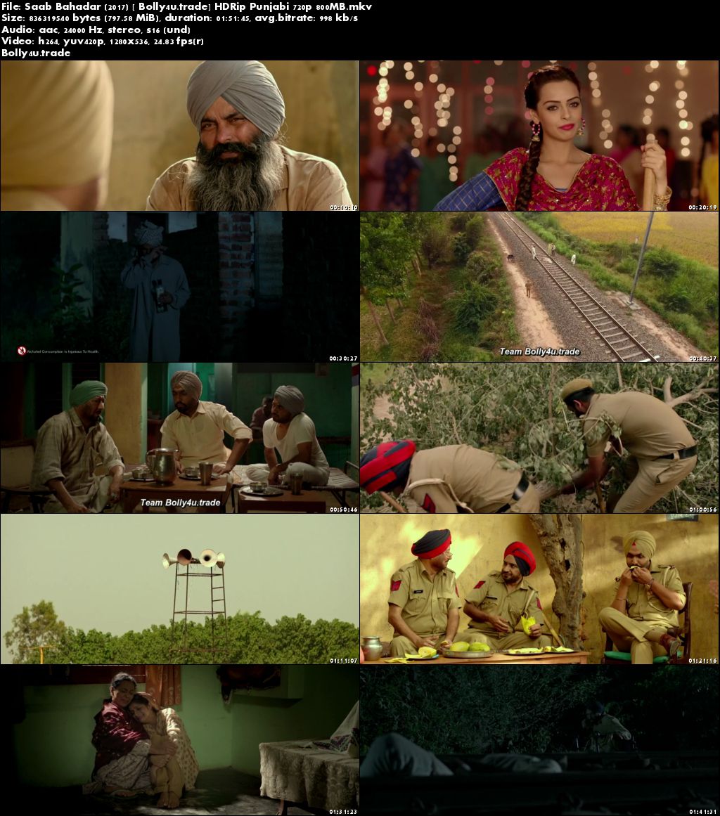 Saab Bahadar 2017 HDRip 800Mb Full Punjabi Movie Download 720p