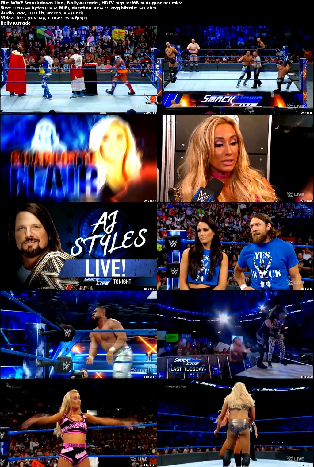 WWE Smackdown Live HDTV 480p 300MB 28 August 2018 Download