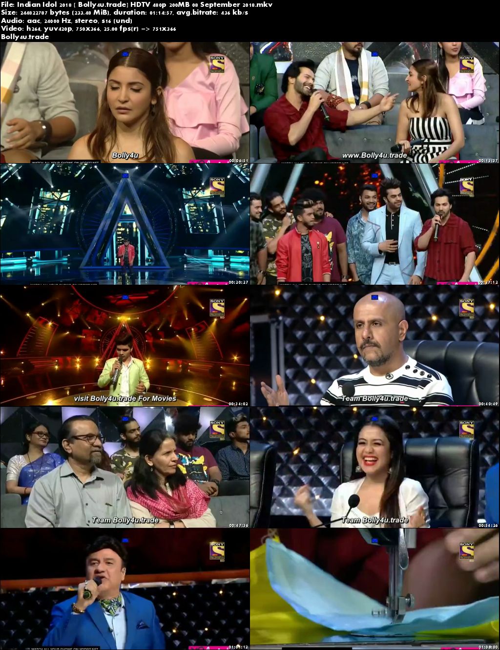 Indian Idol 2018 HDTV 480p 200MB 08 September 2018 Download