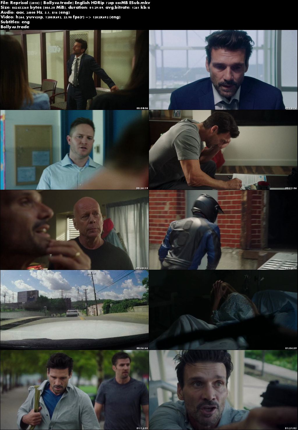 Reprisal 2018 HDRip 800Mb Full English Movie Download 720p ESub