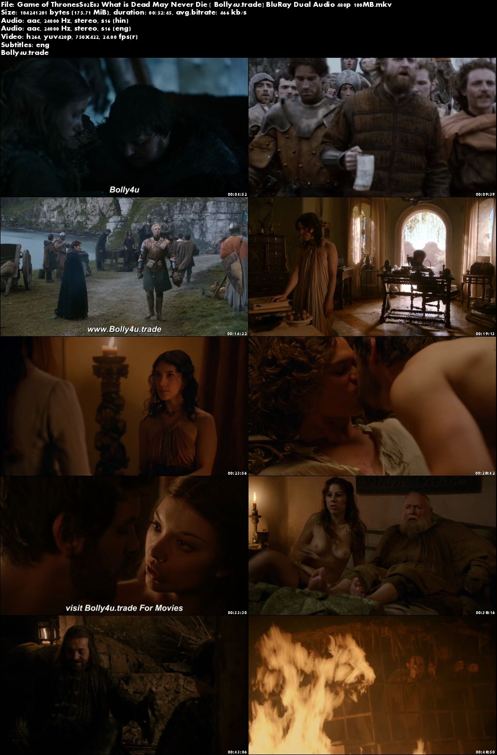 Game of Thrones S02E03 BluRay 180MB Hindi Dual Audio 480p Download