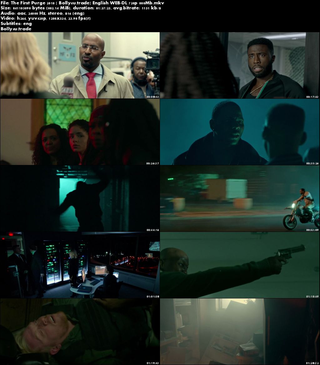 The First Purge 2018 WEB-DL 800Mb Full English Movie Download 720p ESub
