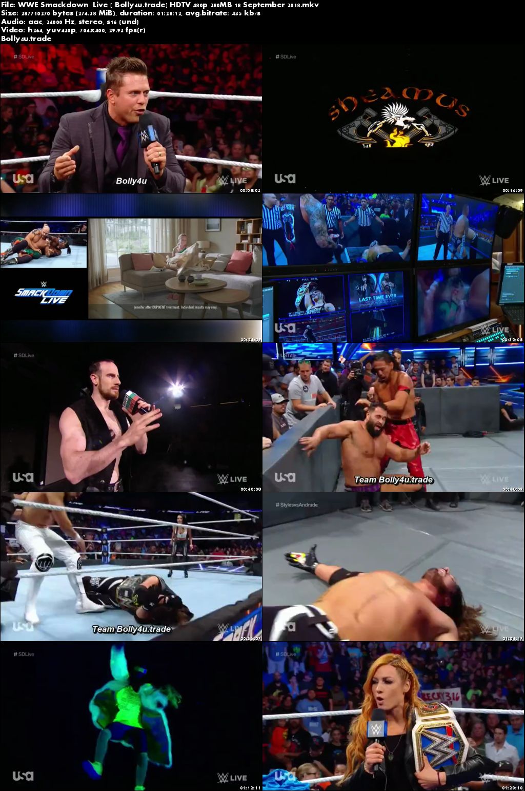 WWE Smackdown Live HDTV 480p 280MB 18 September 2018 Download