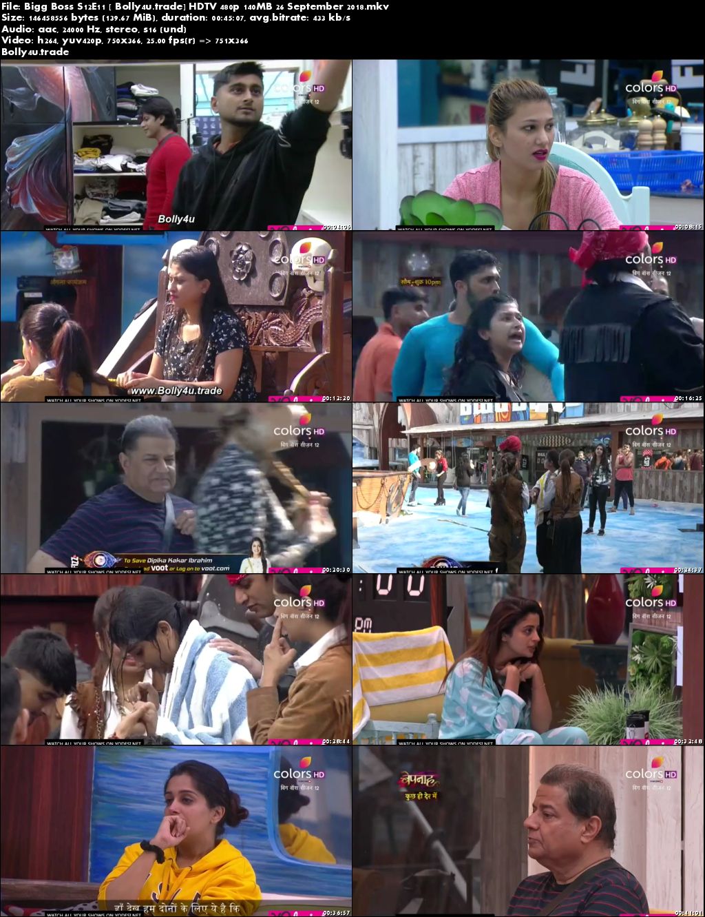 Bigg Boss S12E11 HDTV 480p 140MB 26 September 2018 Download