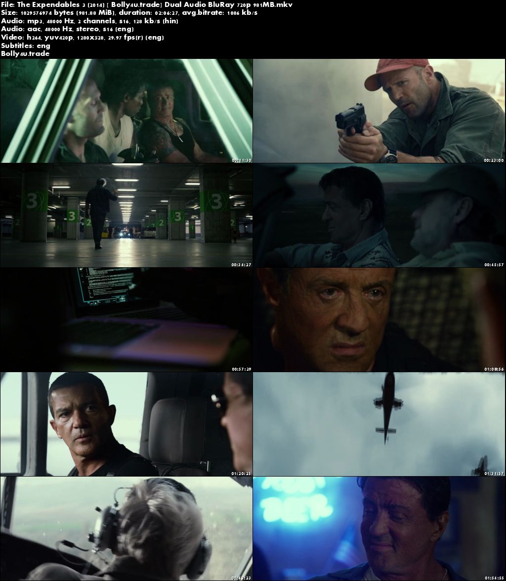 The Expendables 3 2014 BRRip 950MB Hindi Dual Audio 720p Download