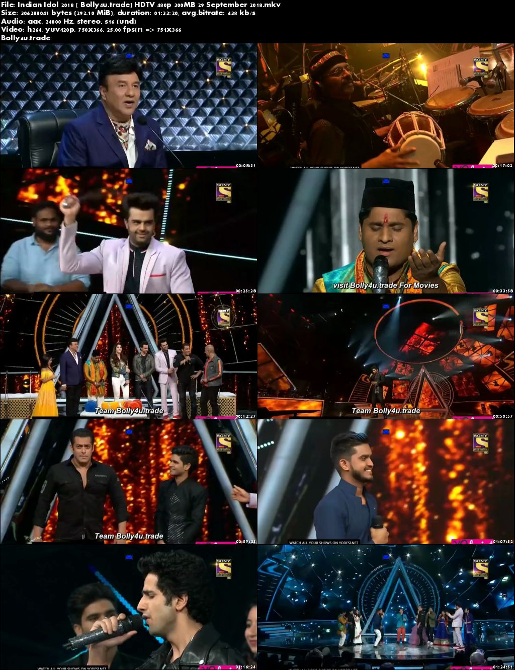 Indian Idol 2018 HDTV 480p 300MB 29 September 2018 Download