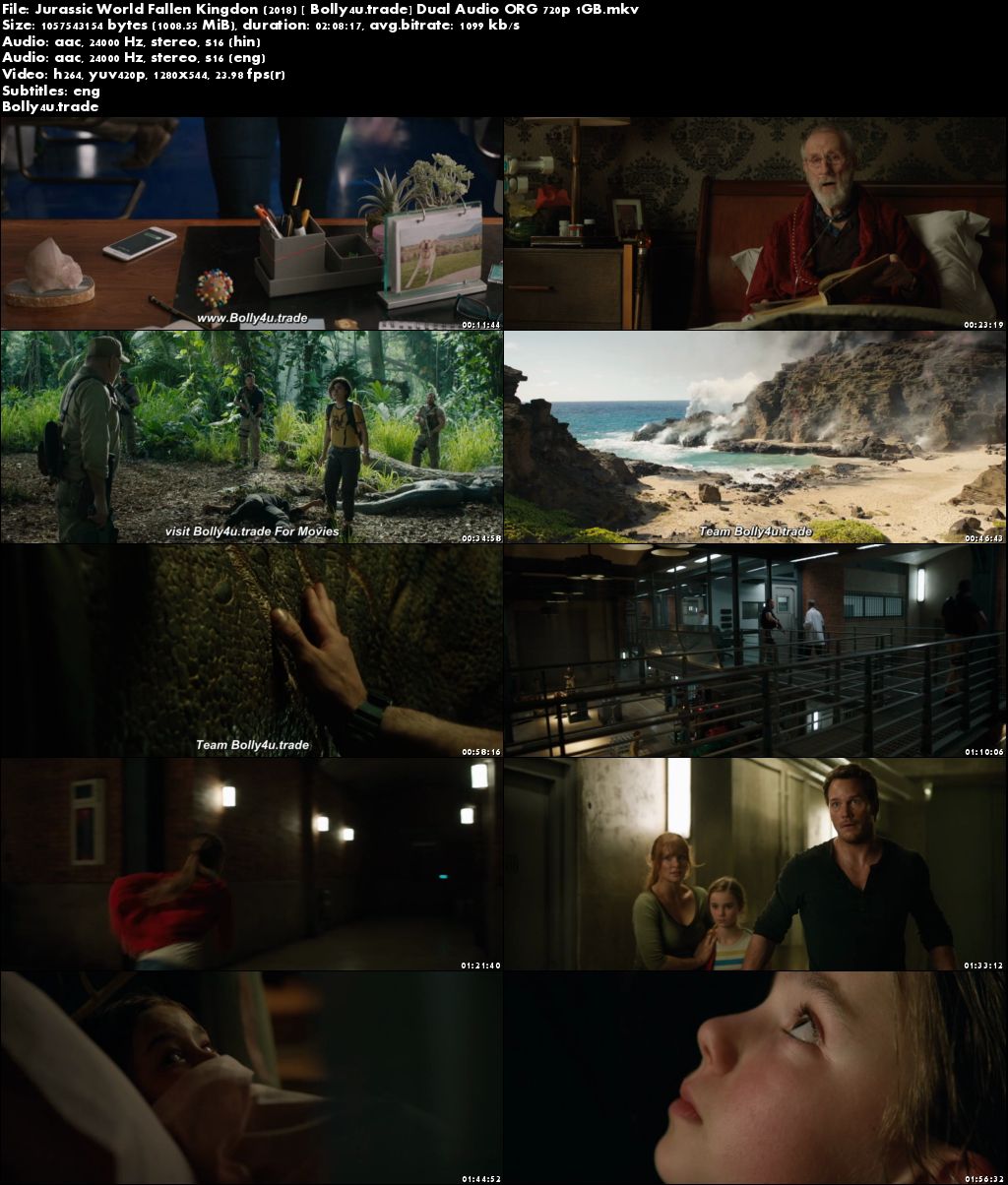 Jurassic World Fallen Kingdom 2018 BRRip 1GB Hindi Dual Audio ORG 720p ESub Download