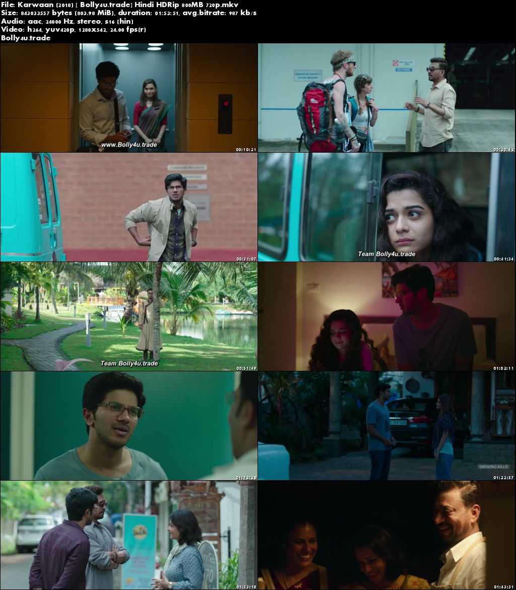 Karwaan 2018 HDRip 800Mb Full Hindi Movie Download 720p