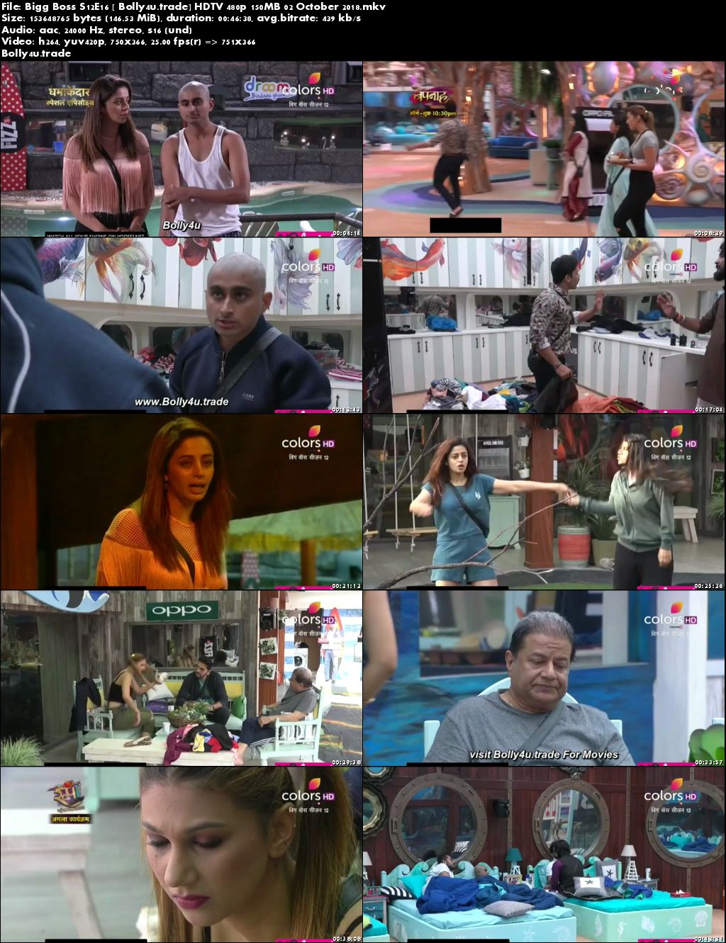 Bigg Boss S12E16 HDTV 480p 150MB 02 October 2018 Download