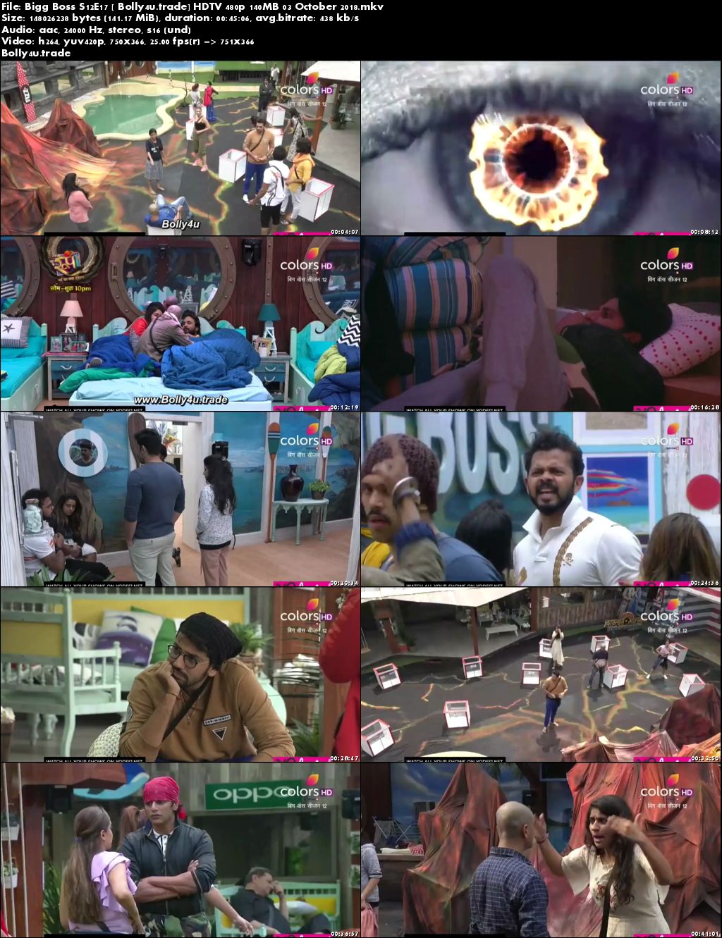 Bigg Boss S12E17 HDTV 480p 140MB 03 October 2018 Download