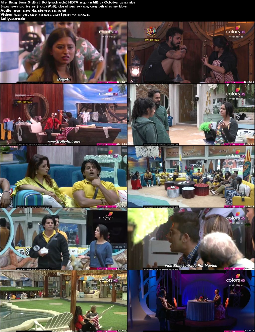 Bigg Boss S12E19 HDTV 480p 140MB 05 October 2018 Download