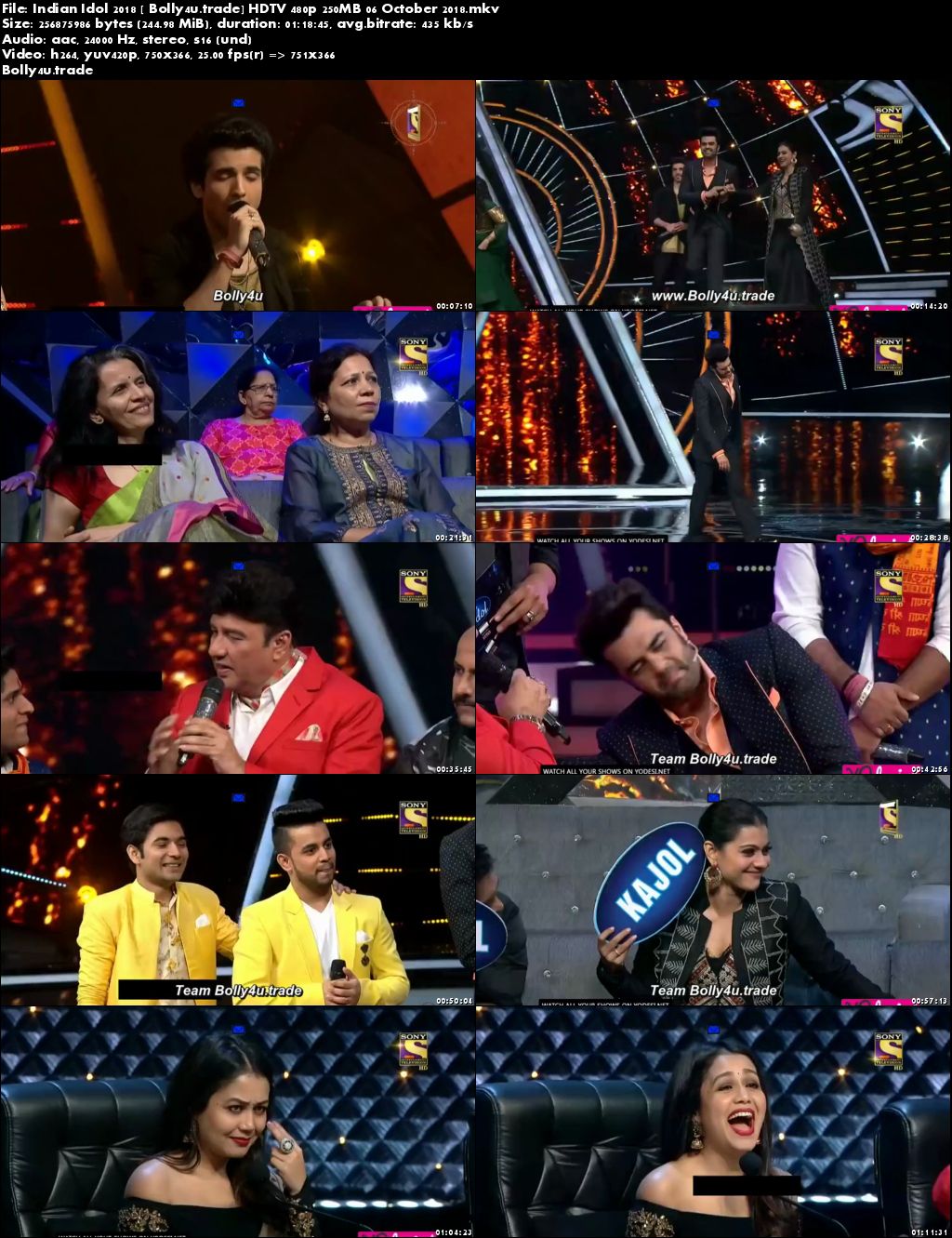 Indian Idol 2018 HDTV 480p 250MB 06 October 2018 Download