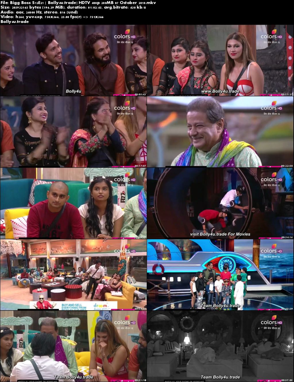 Bigg Boss S12E21 HDTV 480p 200MB 07 October 2018 Download