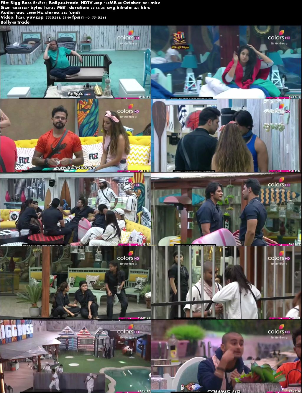 Bigg Boss S12E22 HDTV 480p 140MB 08 October 2018 Download