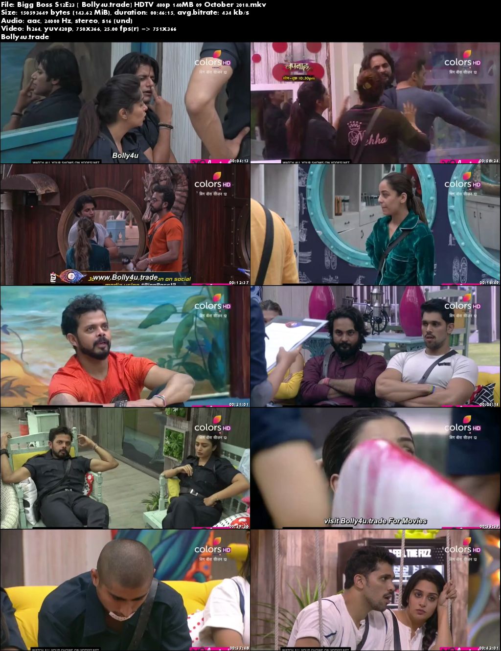 Bigg Boss S12E23 HDTV 480p 140MB 09 October 2018 Download