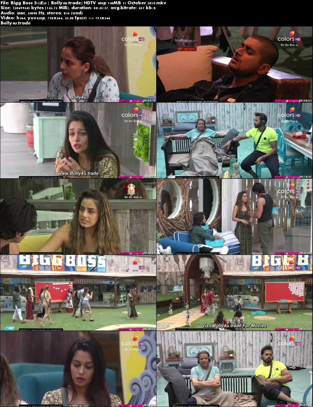 Bigg Boss S12E25 HDTV 480p 140MB 11 October 2018 Download