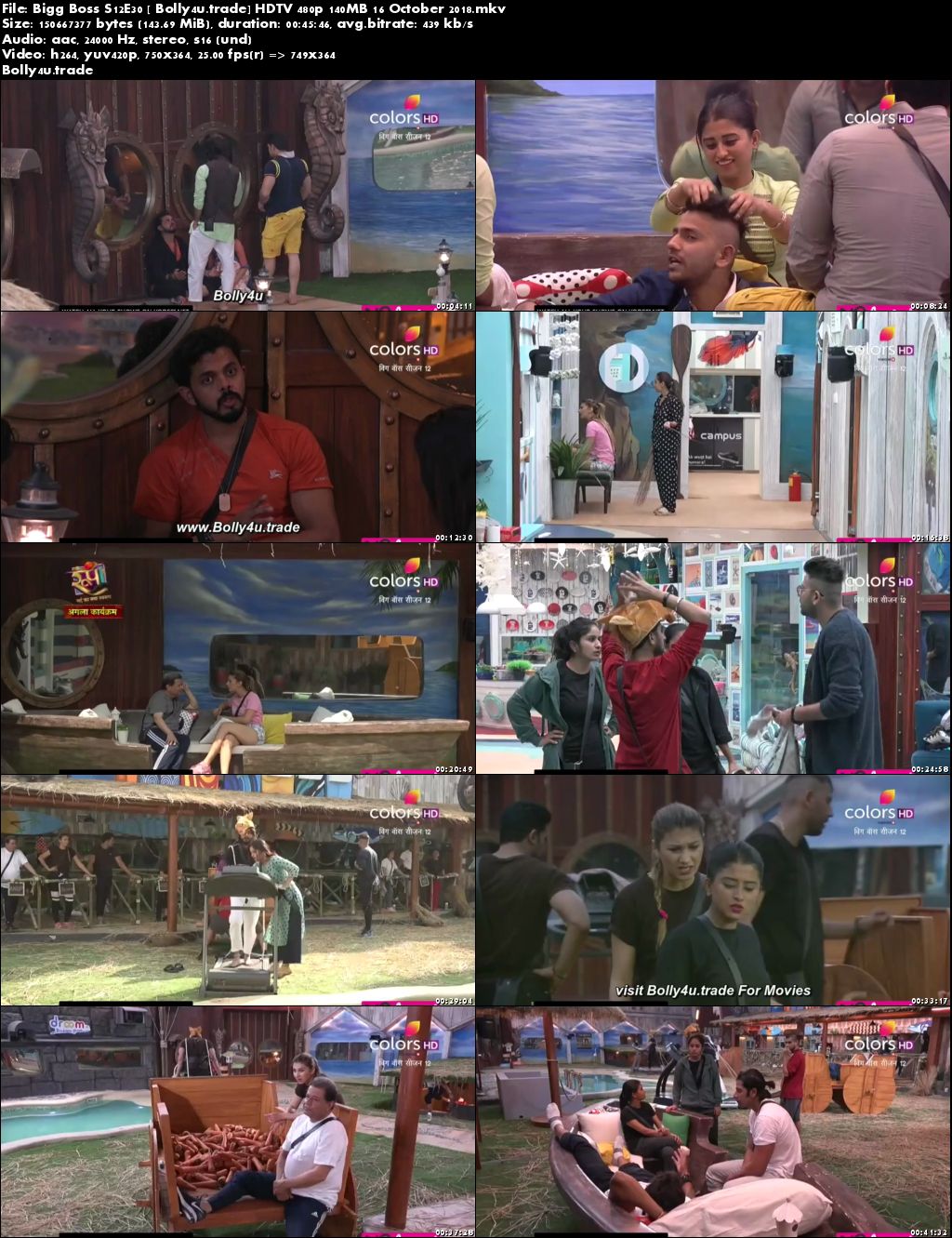 Bigg Boss S12E30 HDTV 480p 140MB 16 October 2018 Download