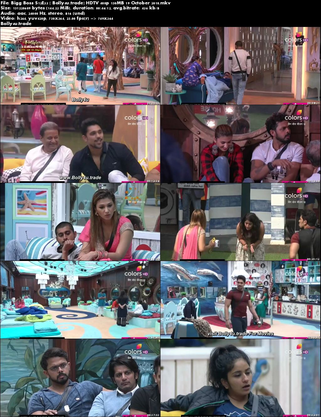 Bigg Boss S12E33 HDTV 480p 150MB 19 October 2018 Download