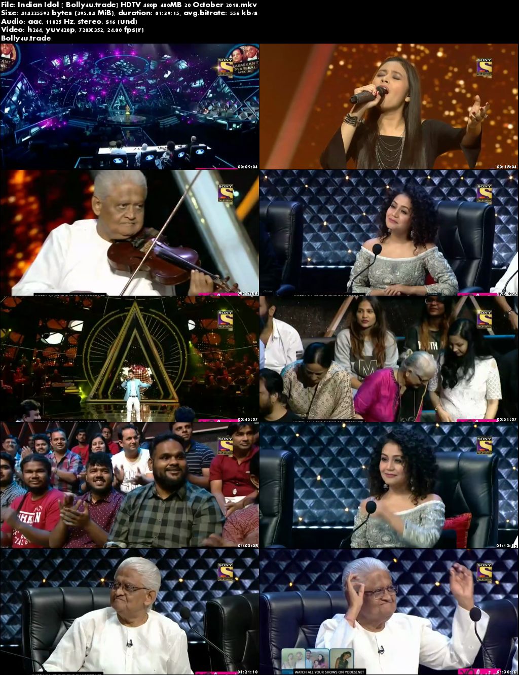 Indian Idol 2018 HDTV 480p 400MB 20 October 2018 Download