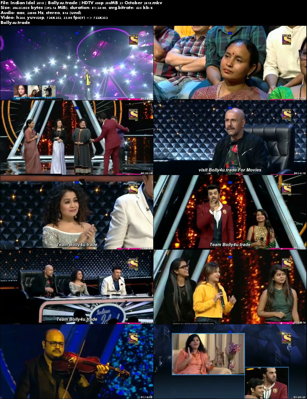 Indian Idol 2018 HDTV 480p 300MB 21 October 2018 Download
