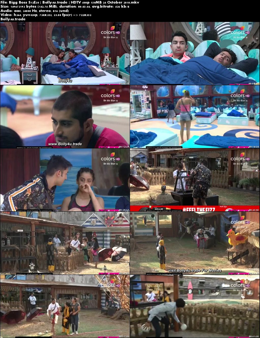 Bigg Boss S12E38 HDTV 480p 140MB 24 October 2018 Download