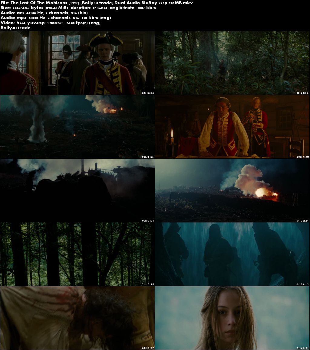 The Last Of The Mohicans 1992 BRRip 300MB Hindi Dual Audio 480p Download