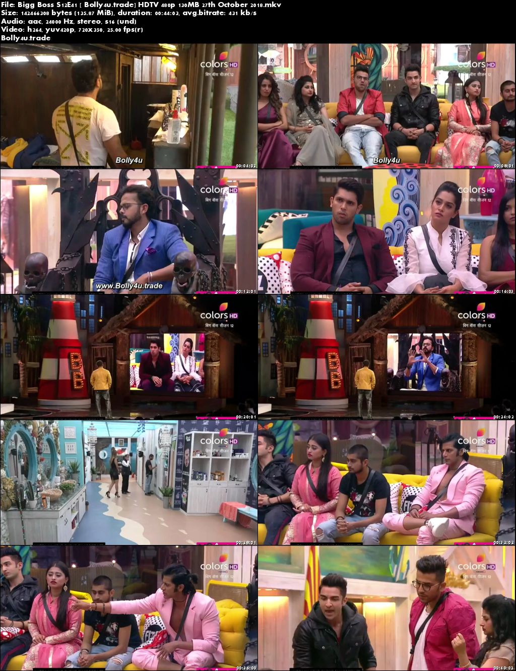 Bigg Boss S12E41 HDTV 480p 130MB 27 October 2018 Download