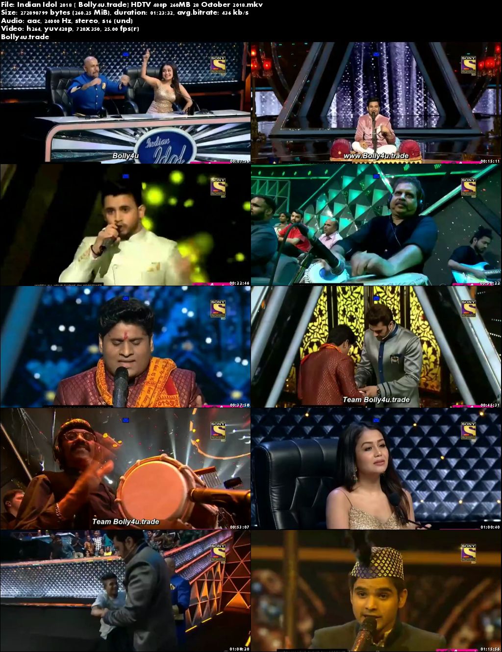 Indian Idol 2018 HDTV 480p 250MB 28 October 2018 Download