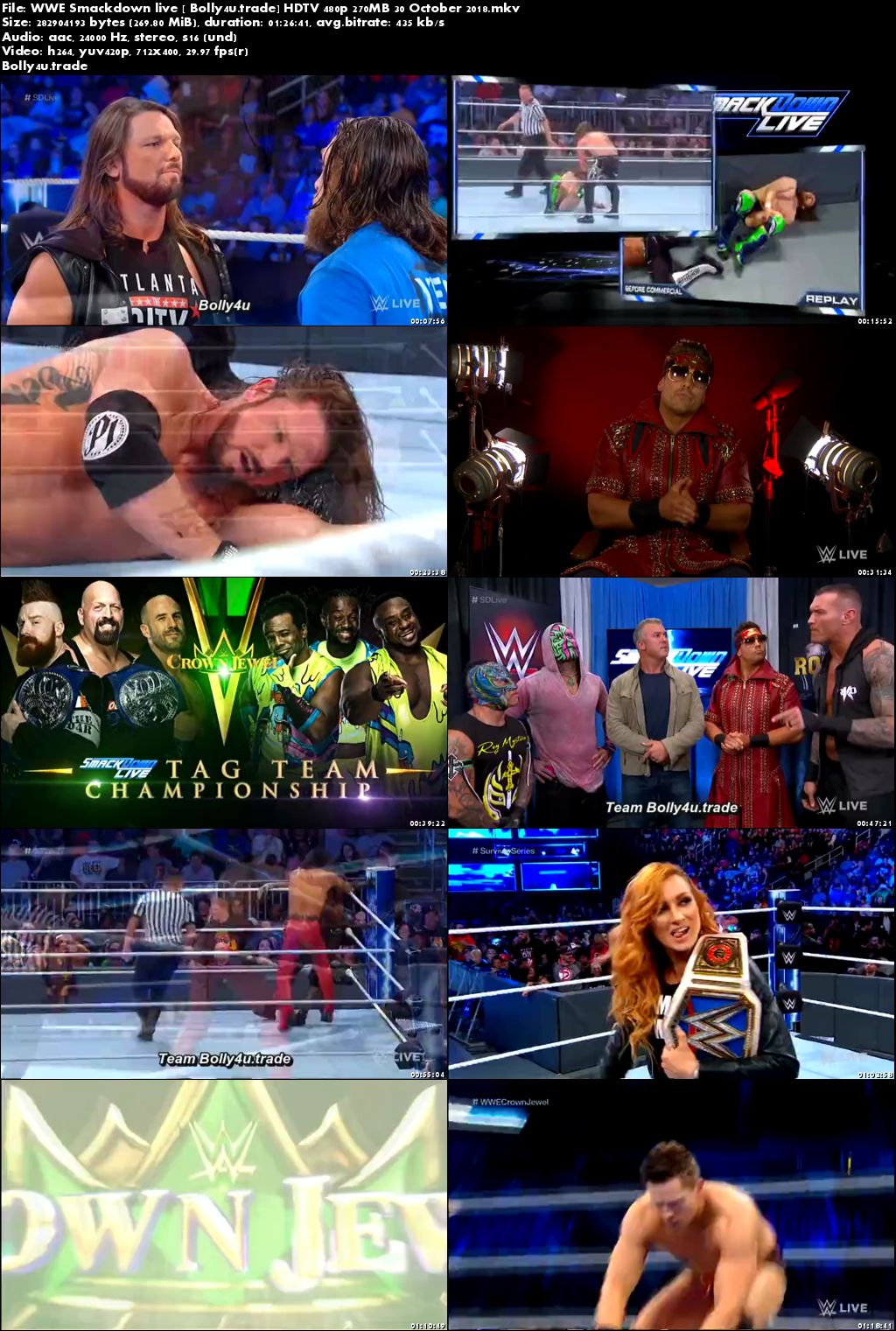 WWE Smackdown Live HDTV 480p 270MB 30 October 2018 Download