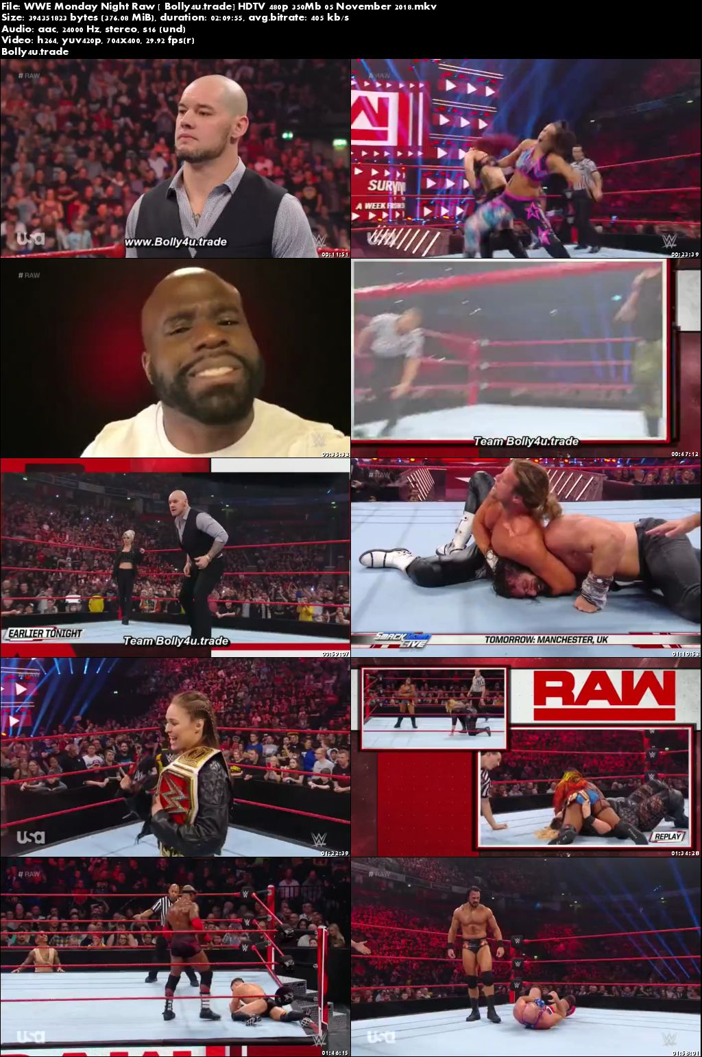 WWE Monday Night Raw HDTV 480p 350Mb 05 November 2018 Download